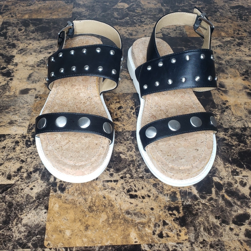 Adrienne Vittadini Silver Studded Sandals